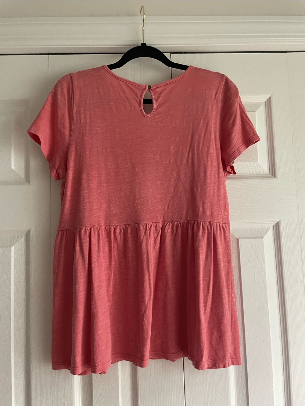 Sonoma Coral Crochet-Front Peplum Tee - Picture 2 of 3
